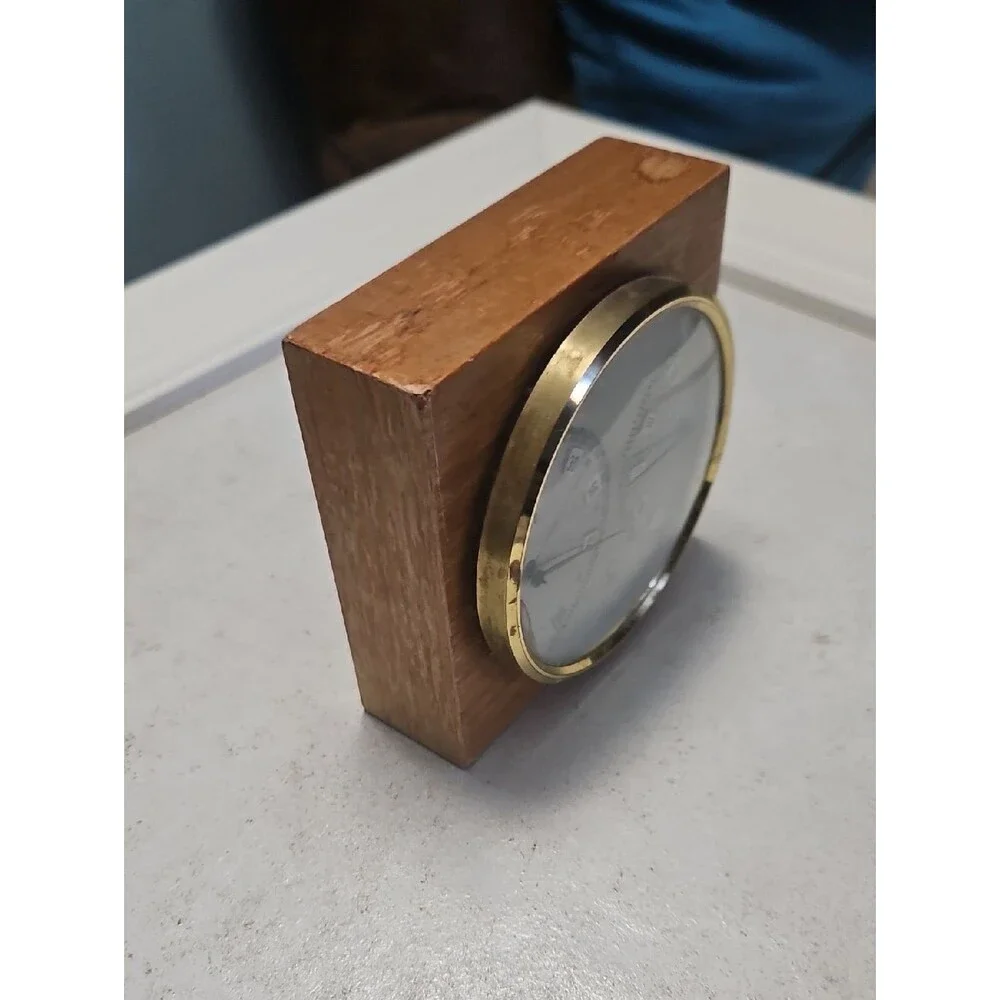 Lufft Vintage Wooden Brass Accent Hygrometer and Thermometer